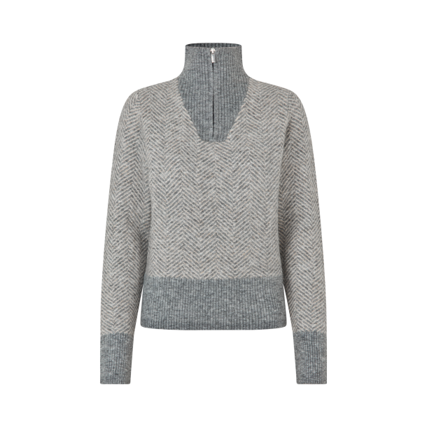 KLAudrey Striktr�je med Half Zip til Dame - Light Grey Melange