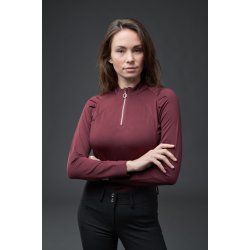 EQUIPAGE JEMMA langrmet half-zip T-shirt. Wine