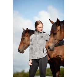 EQUIPAGE MILES Teddy fleecetrje med lynls. Gr melange