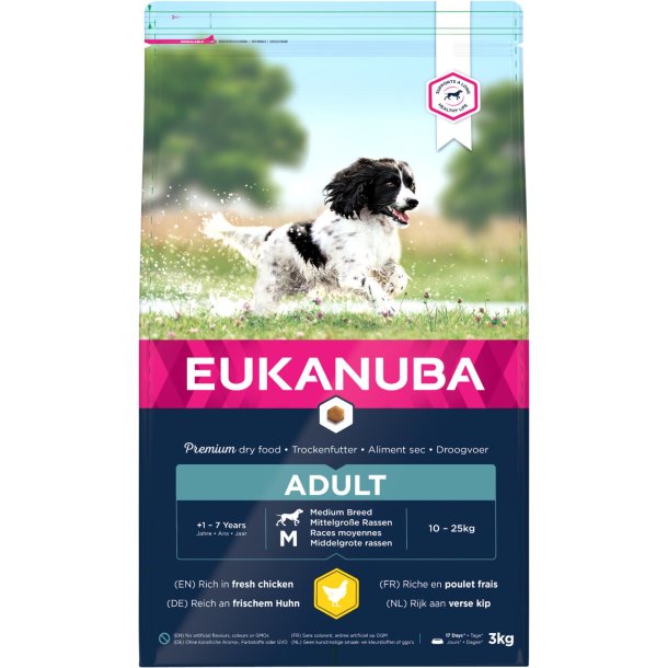 EUKANUBA Adult. Mellem race. Kylling.  3kg