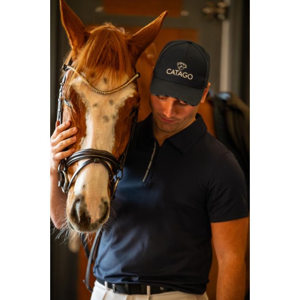 CATAGO MEN NATHAN Polo T-shirt med lynls i halsen. Navy