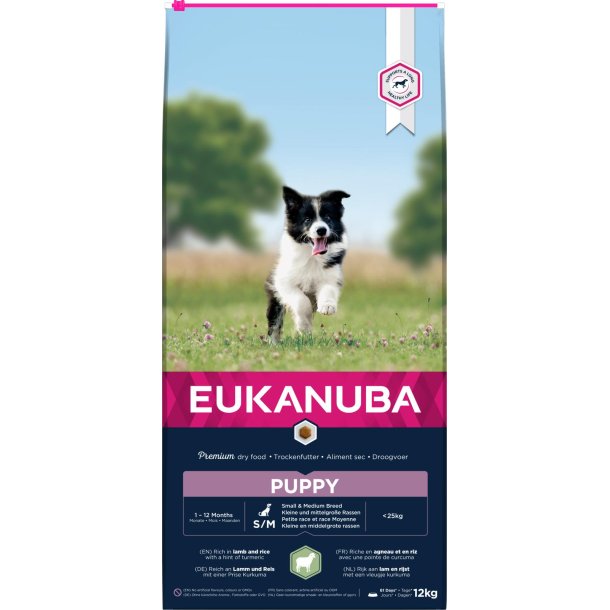 EUKANUBA Puppy Small/Medium Breed Lam &amp; Ris. 12kg