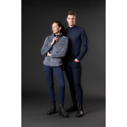 EQUIPAGE MILES Teddy fleecetrje med lynls. Blue Fog