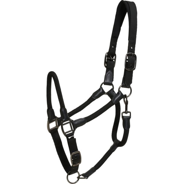 HORSEGUARD JEAN grime med lderdetaljer. Sort