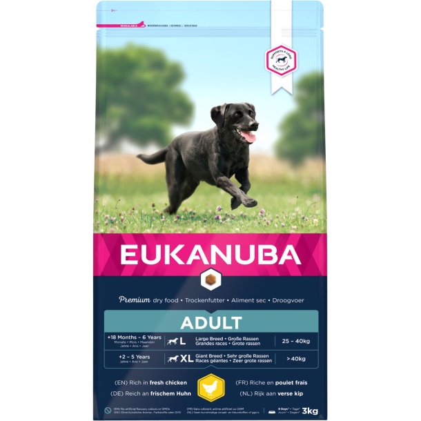 EUKANUBA Adult. Stor race. Kylling. 3kg