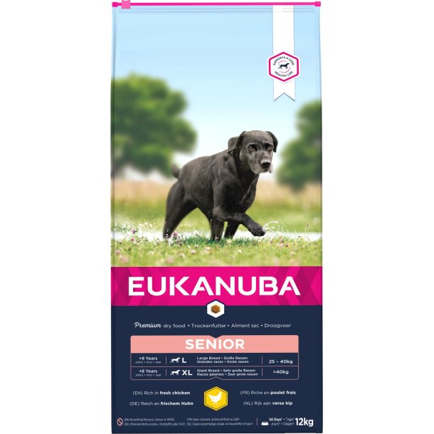 EUKANUBA Senior. Stor race. Kylling. 12kg