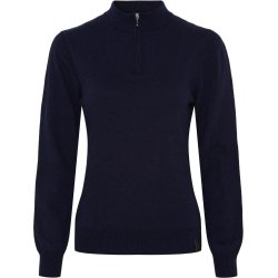 CATAGO VICTORIA Strikket ridebluse med halv lynls. Navy