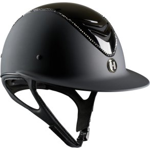 OneK MIPS Avanc Lux Glossy Top ridehjelm. Sort Swarovski pipe