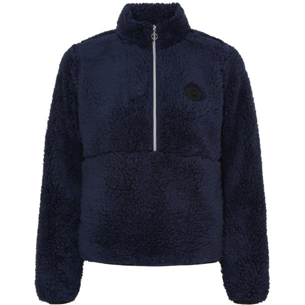 EQUIPAGE MILES Teddy fleecetrje med halv lynls. Navy