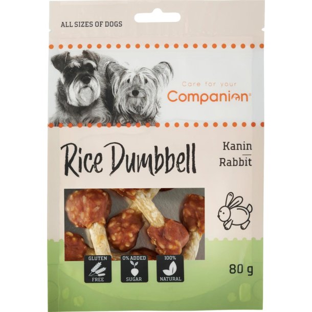 COMPANION Hundesnacks. Kanin og ris. 80g