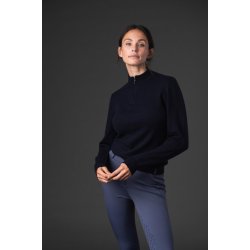 CATAGO VICTORIA Strikket ridebluse med halv lynls. Navy