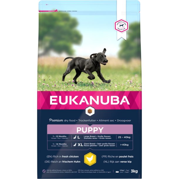EUKANUBA Puppy. Stor race. Kylling. 3kg