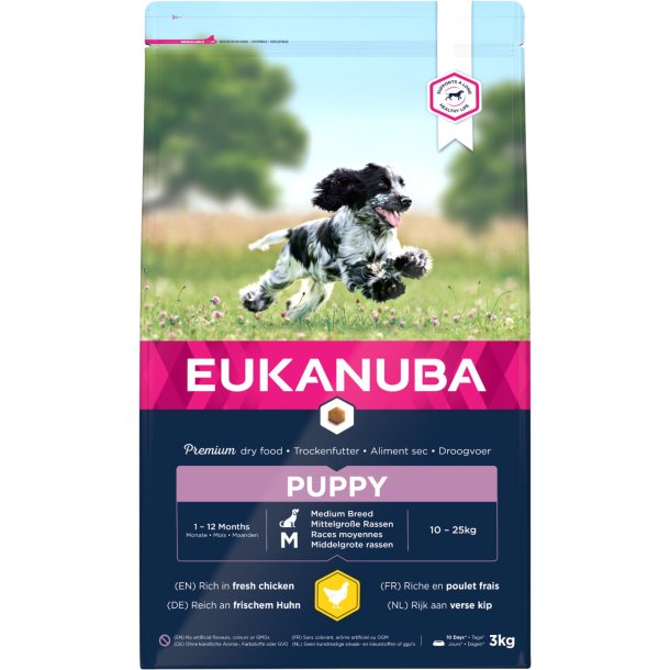 EUKANUBA Puppy. Mellem race. Kylling. 3kg