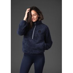 EQUIPAGE VERONIKA Teddy fleecetrje med halv lynls. Navy