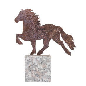 KARLSLUND Pyntehest. Rustet st�l p� granit